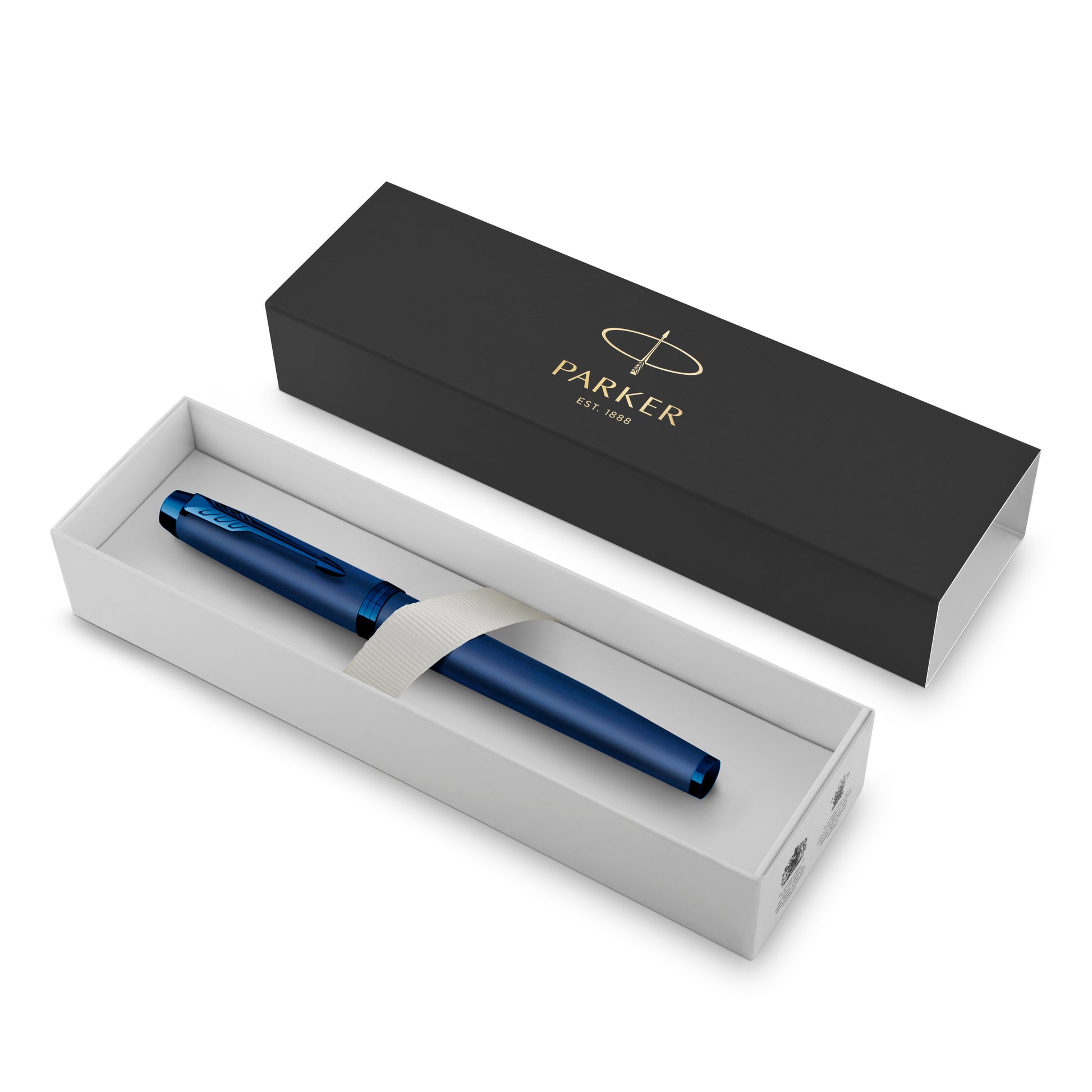 Parker IM Monochrome Fountain Pen Blue Stainless Steel Medium Nib