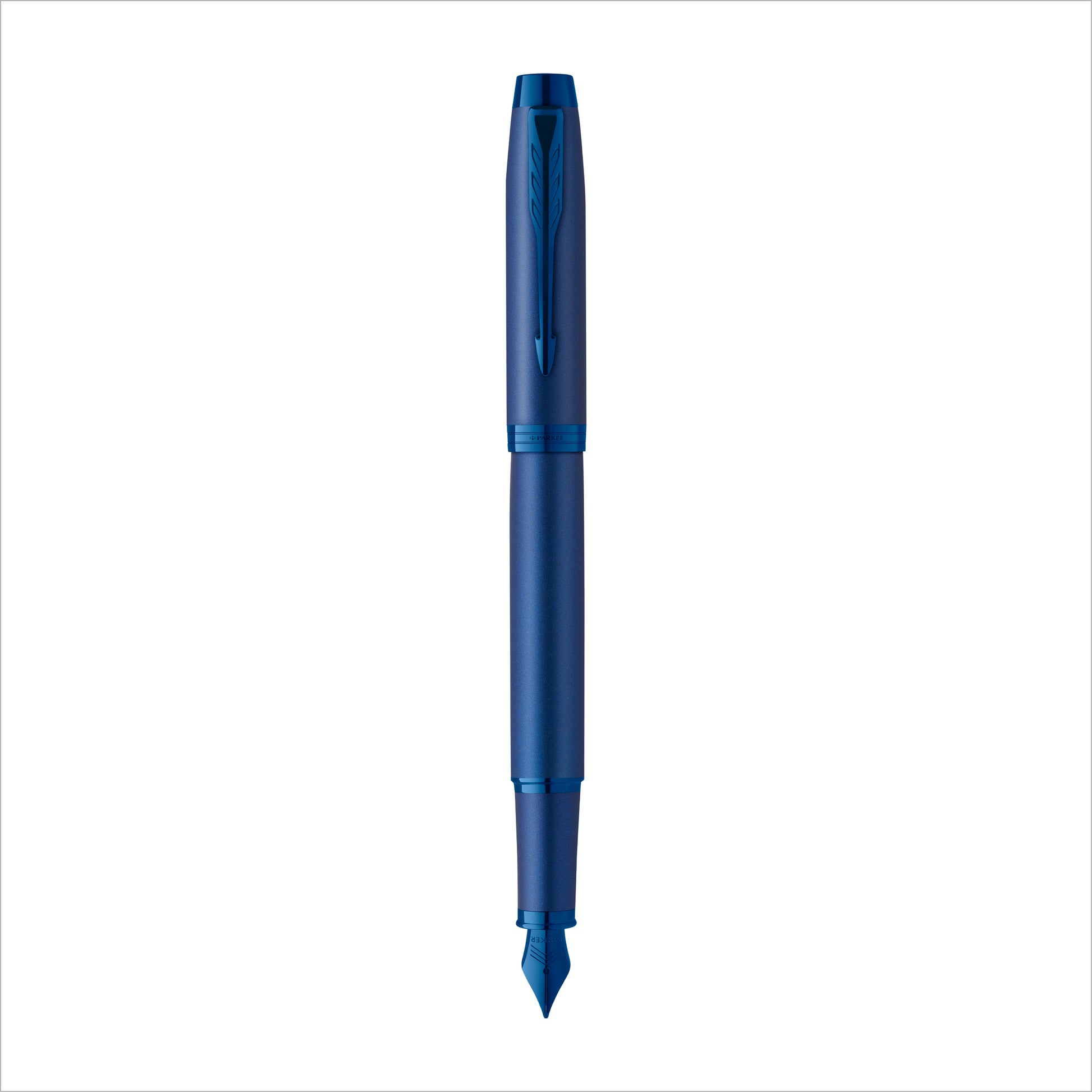 Parker IM Monochrome Fountain Pen Blue Stainless Steel Medium Nib