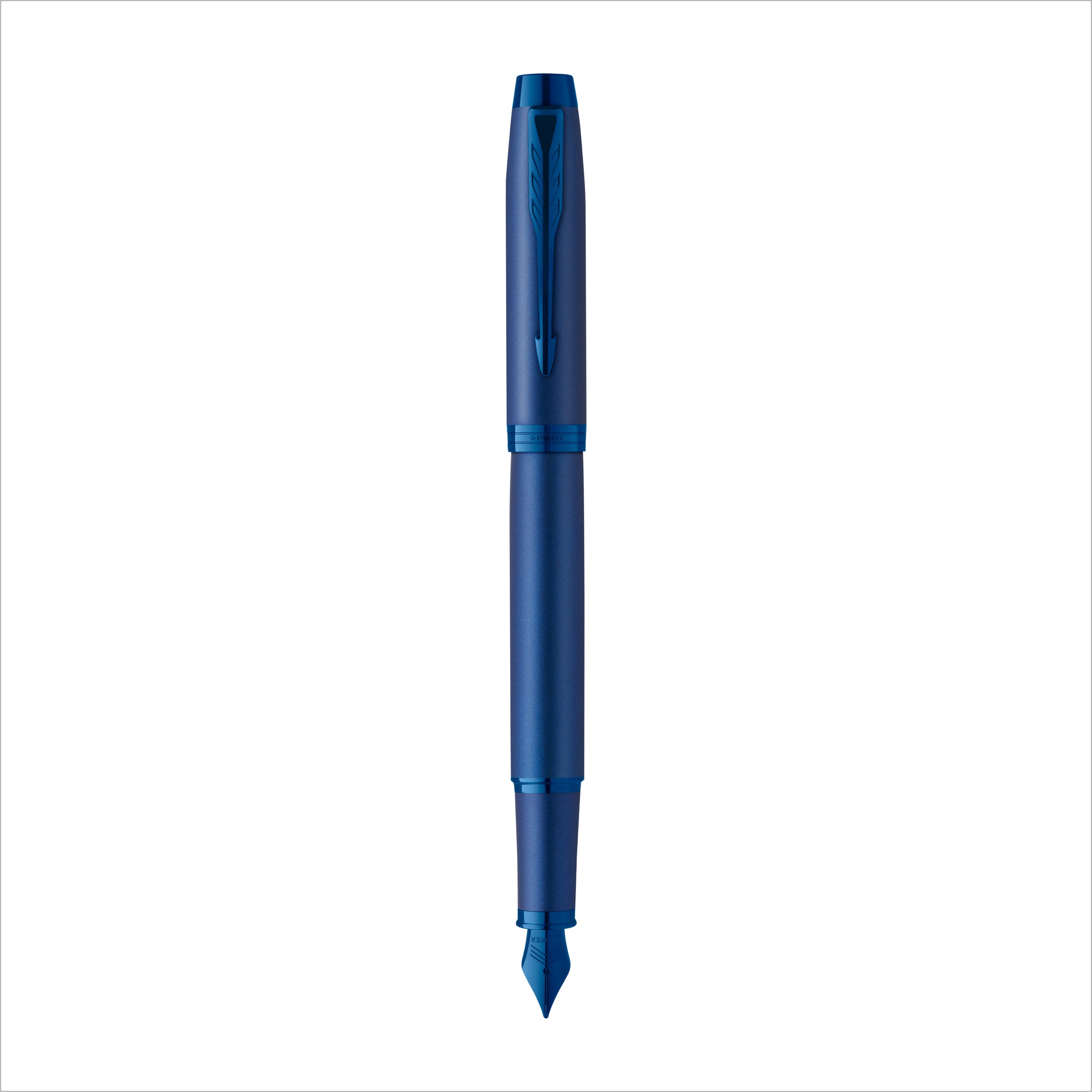 Parker IM Monochrome Fountain Pen Blue Stainless Steel Medium Nib