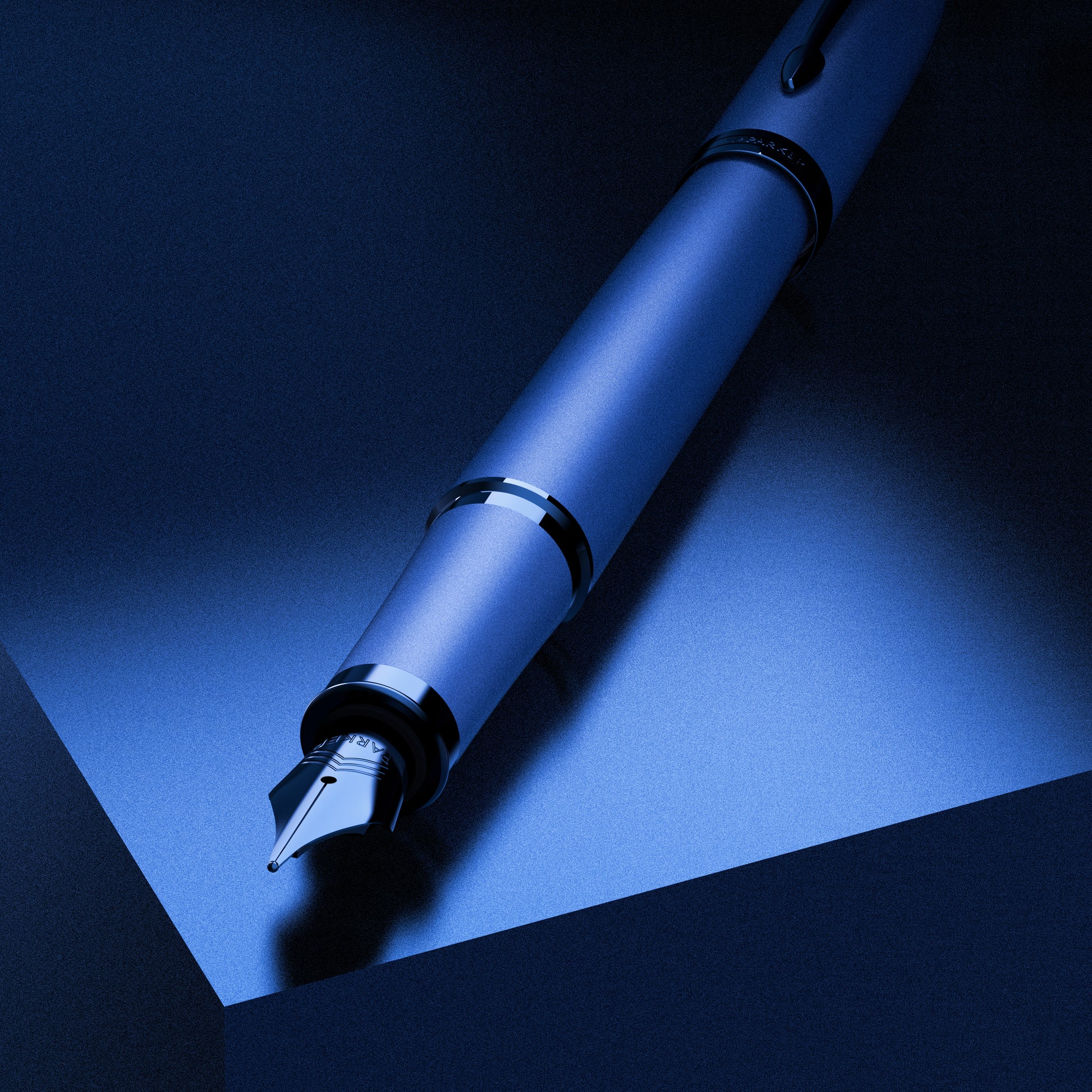 Parker IM Monochrome Fountain Pen Blue Stainless Steel Medium Nib