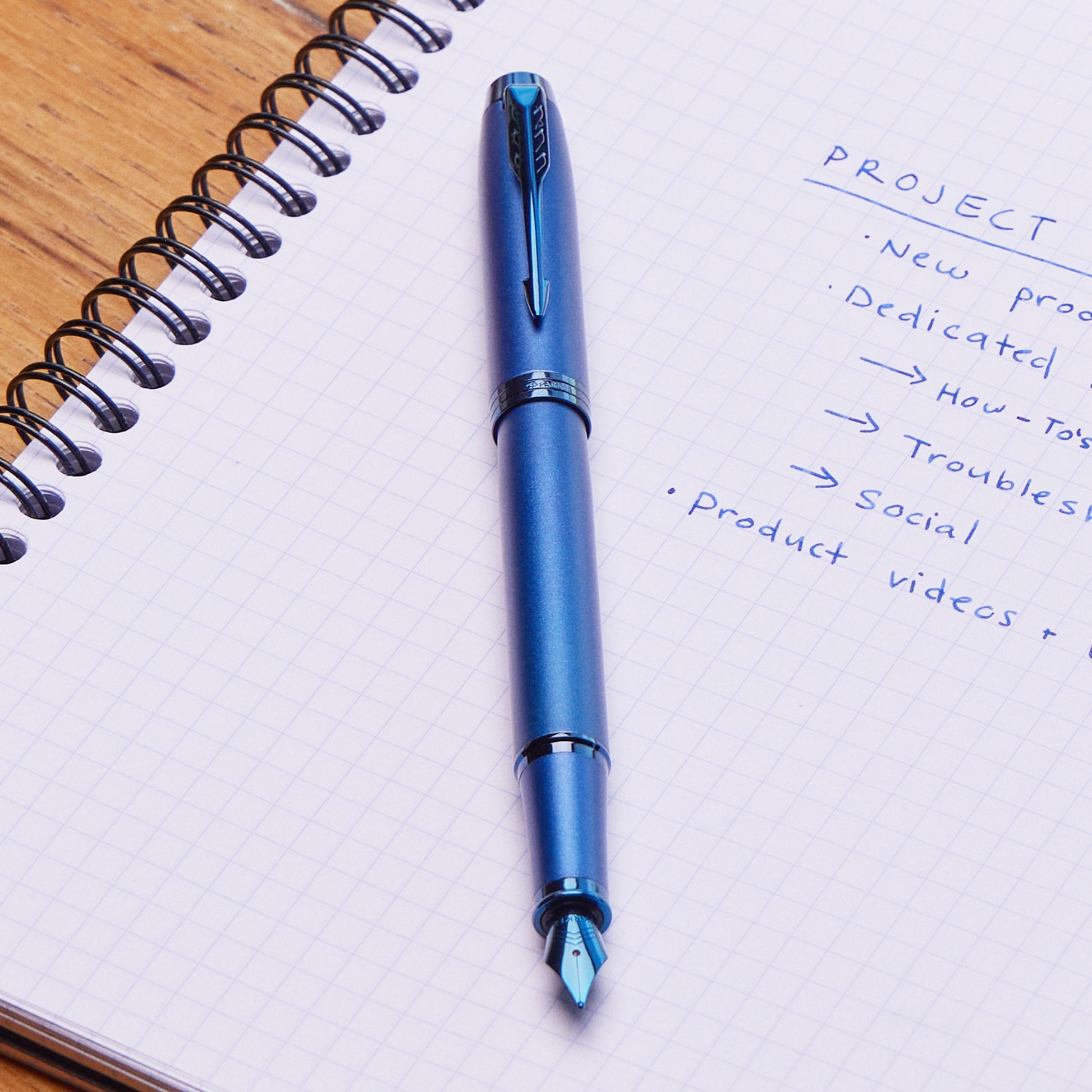 Parker IM Monochrome Fountain Pen Blue Stainless Steel Medium Nib