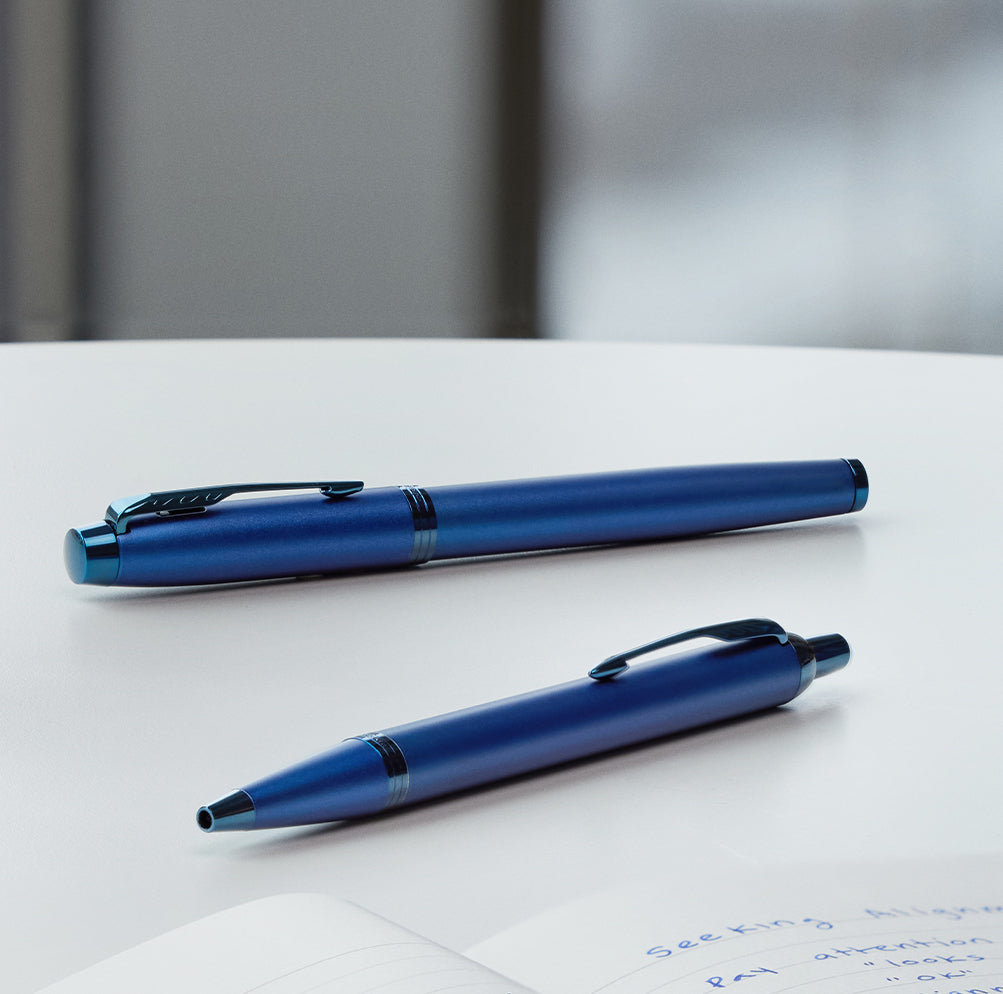 Parker IM Monochrome Ballpoint Pen Blue Stainless Steel Medium Tip
