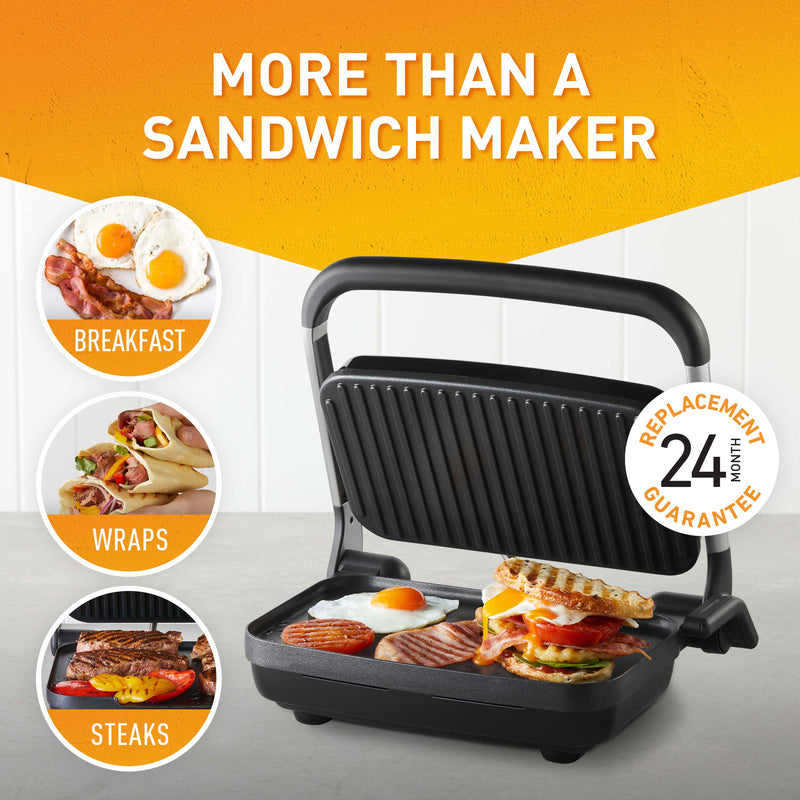 Sunbeam Cafe Style 2 Slice Sandwich Press and Grill Stainless