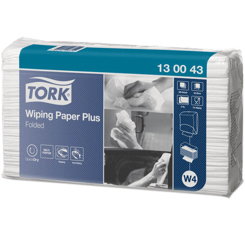 Tork Wiping Paper Plus Folded 2 Ply W4 White Carton of 5