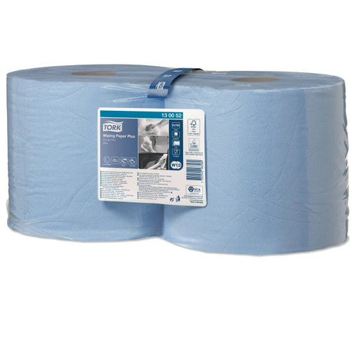 Tork Wiping Paper Plus Blue Combi Roll 2 Ply W1 W2 Blue Carton of 2 Rolls