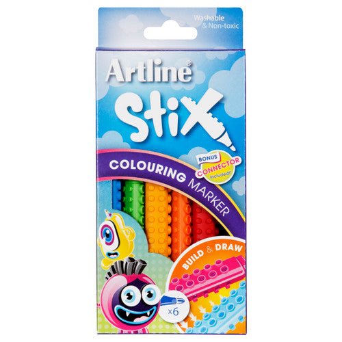 Artline Stix Colouring Marker Assorted Pack of 6