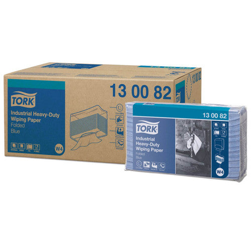 Tork Industrial Heavy Duty Wiping Paper Folded 3 Ply W4 Blue Carton of 5