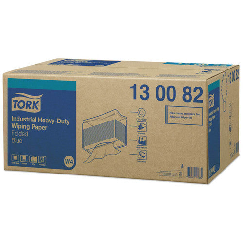 Tork Industrial Heavy Duty Wiping Paper Folded 3 Ply W4 Blue Carton of 5