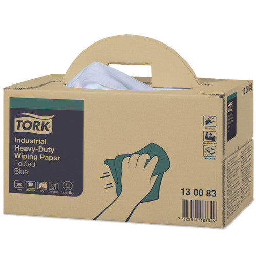 Tork Industrial Heavy Duty Wiping Paper Folded 3 Ply W7 Blue Handy Box
