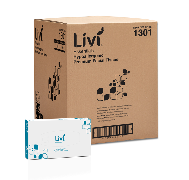 Livi 1301 Essentials facial tissue carton