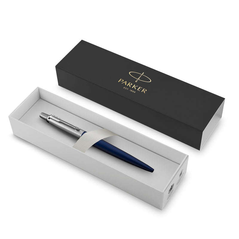 Parker Jotter Ballpoint Pen Royal Blue and Chrome Trim Medium Tip