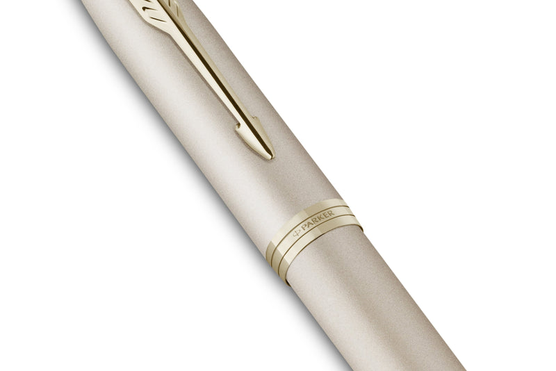 Parker IM Monochrome Fountain Pen Champagne Stainless Steel Medium Nib