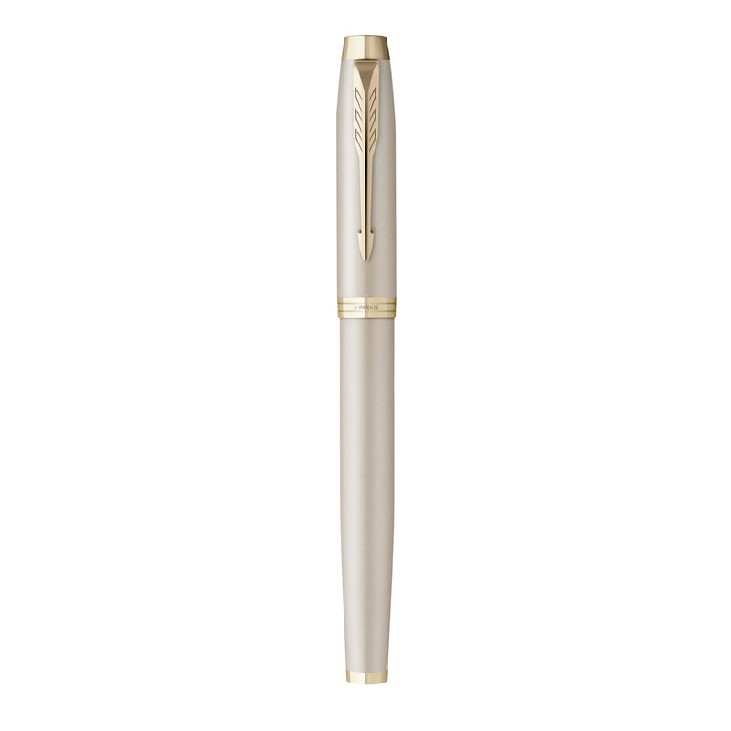 Parker IM Monochrome Fountain Pen Champagne Stainless Steel Medium Nib