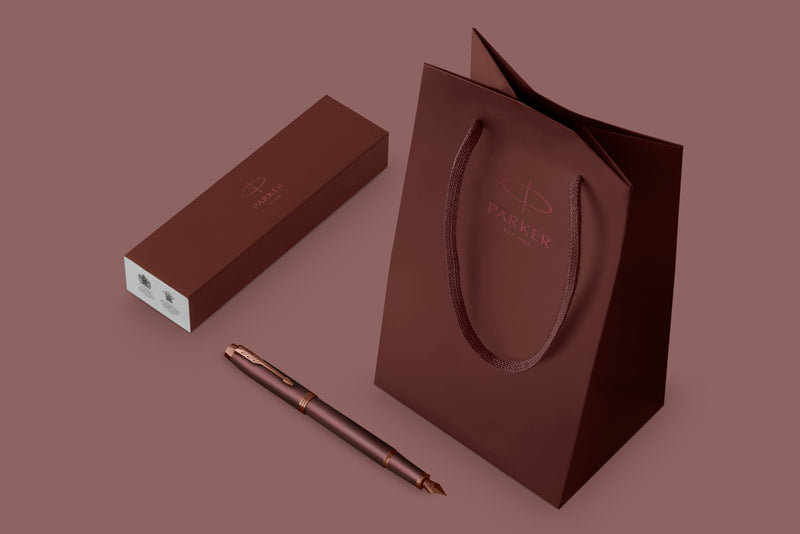 Parker IM Monochrome Fountain Pen Burgundy Stainless Steel Medium Nib