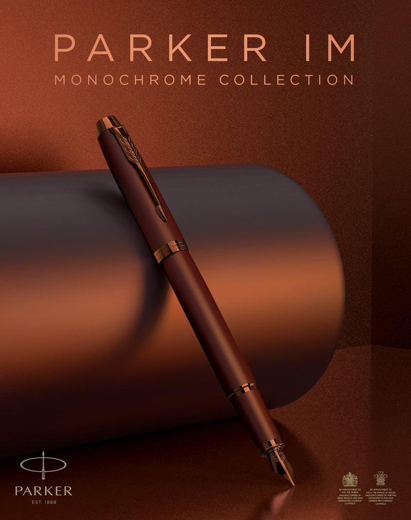 Parker IM Monochrome Fountain Pen Burgundy Stainless Steel Medium Nib