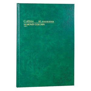 Collins 13075 Analysis Book Series 61 10 Money Column Green Cover
