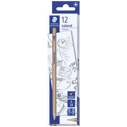 Staedtler Natural Graphite Pencils 2B Box 12 130 60N-0