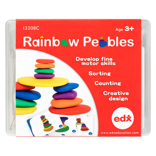 Edx Education Rainbow Pebbles Plastic and Activity Cards Set of 36