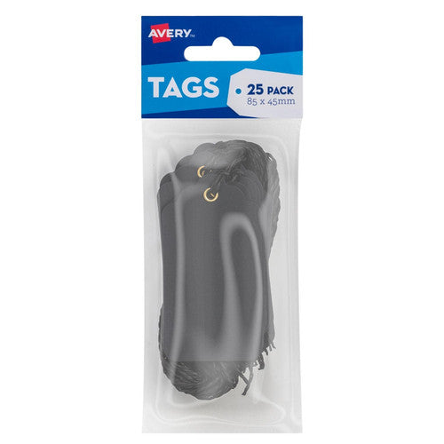 Avery Black Scallop Tags 85 x 45mm with String Pack 25