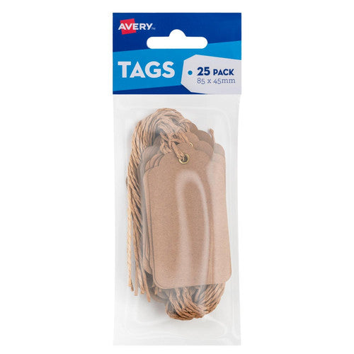 Avery Kraft Brown Scallop Tags 85 x 45mm with String Pack 25