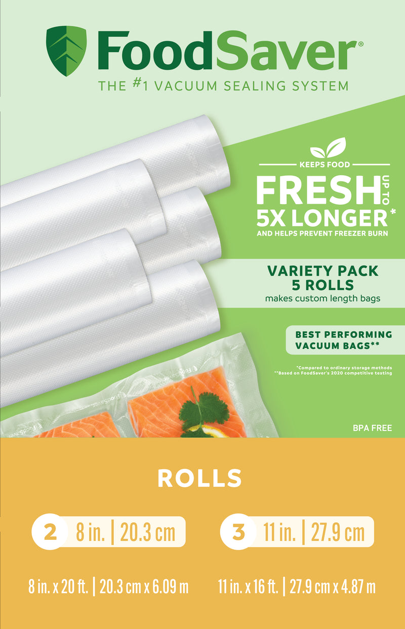 FoodSaver Variety Pack Vacuum Seal Rolls 3 x 28cm & 2 x 20cm