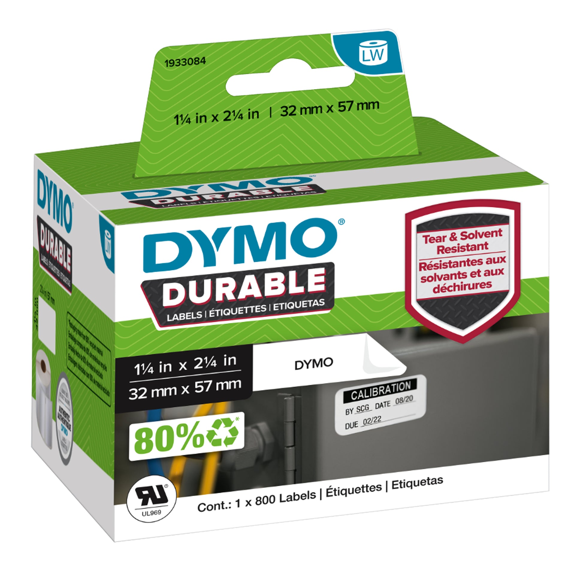 Dymo LW Durable Labels, 32mm x 57mm, 800 Count - 3D view