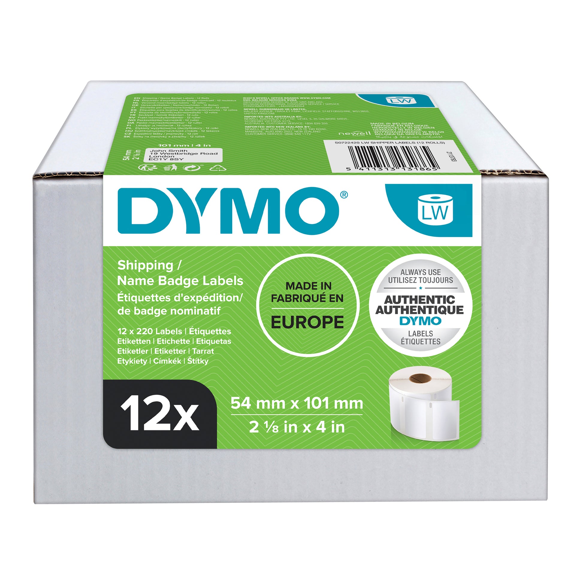 Dymo LabelWriter Shipping Labels 54mm x 101mm, Bulk 12 Count Rolls - product image