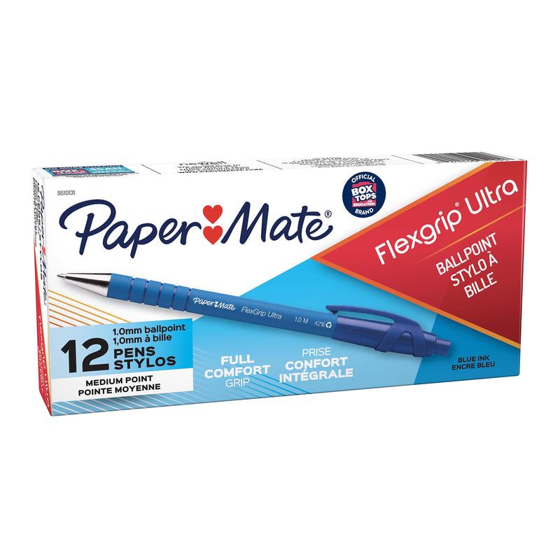 Papermate Flexgrip Ultra Retractable Ballpoint Pen Medium 1.0mm Blue Box of 12