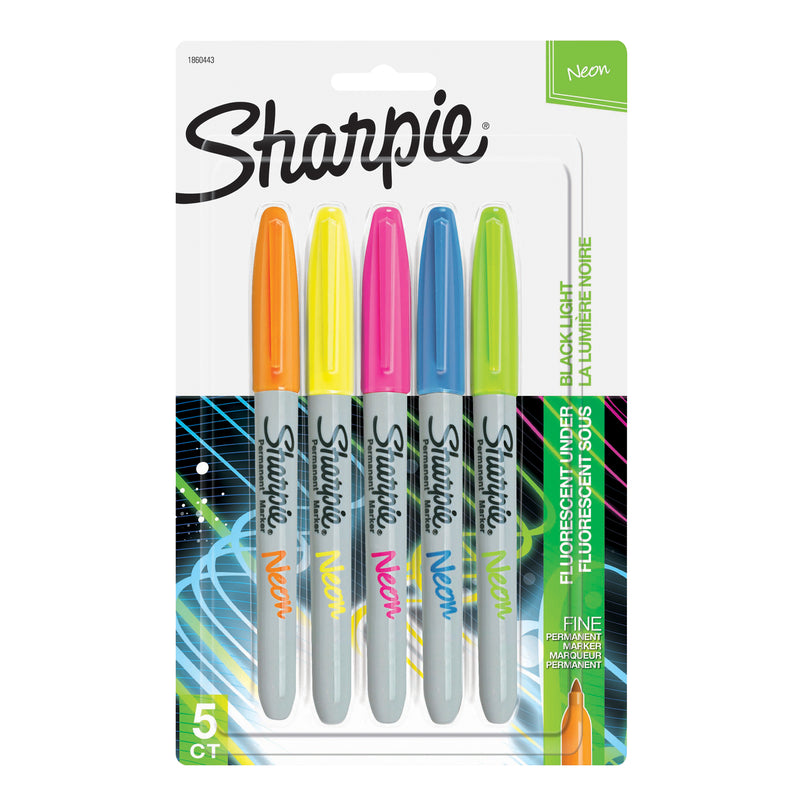 Sharpie Neon Fine Point Permanent Marker Assorted - Pack of 5 - product image