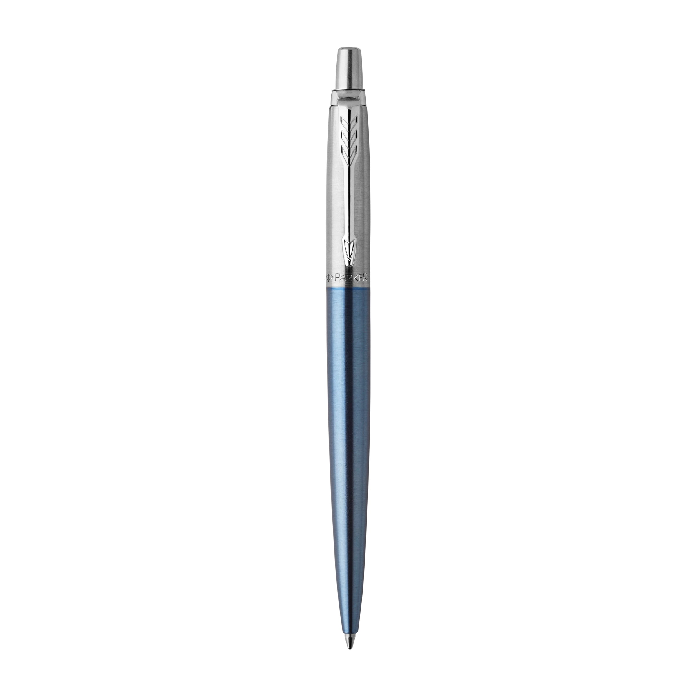 Parker Jotter Ballpoint Pen Waterloo Blue and Chrome Trim Medium Tip