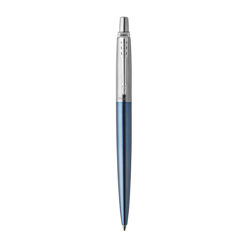 Parker Jotter Ballpoint Pen Waterloo Blue and Chrome Trim Medium Tip
