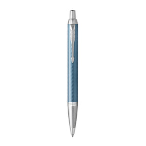 Parker IM Premium Ballpoint Pen Blue Grey Lacquer and Chrome Trim Medium Tip