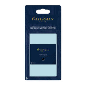 Waterman Fountain Pen Intense Black Long Cartridges 8 Pack