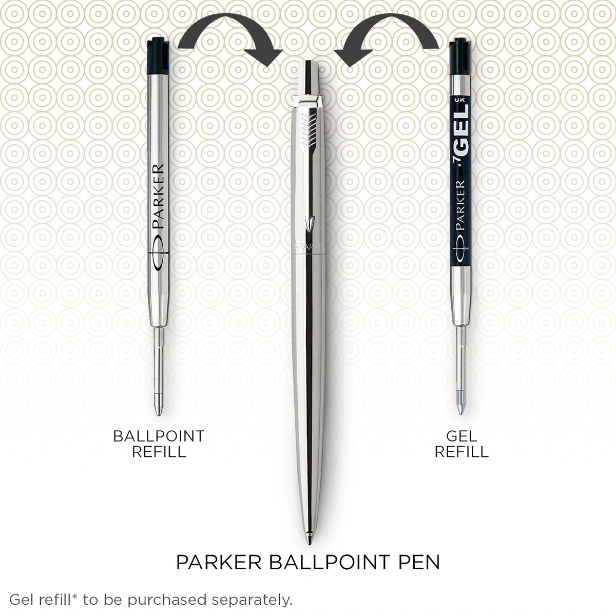 Parker Jotter Ballpoint Pen Stainless Steel Gold Trim Medium Tip