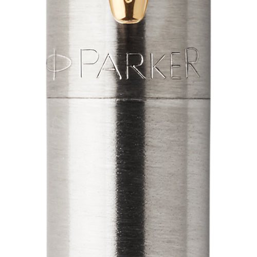 Parker Jotter Ballpoint Pen Stainless Steel Gold Trim Medium Tip