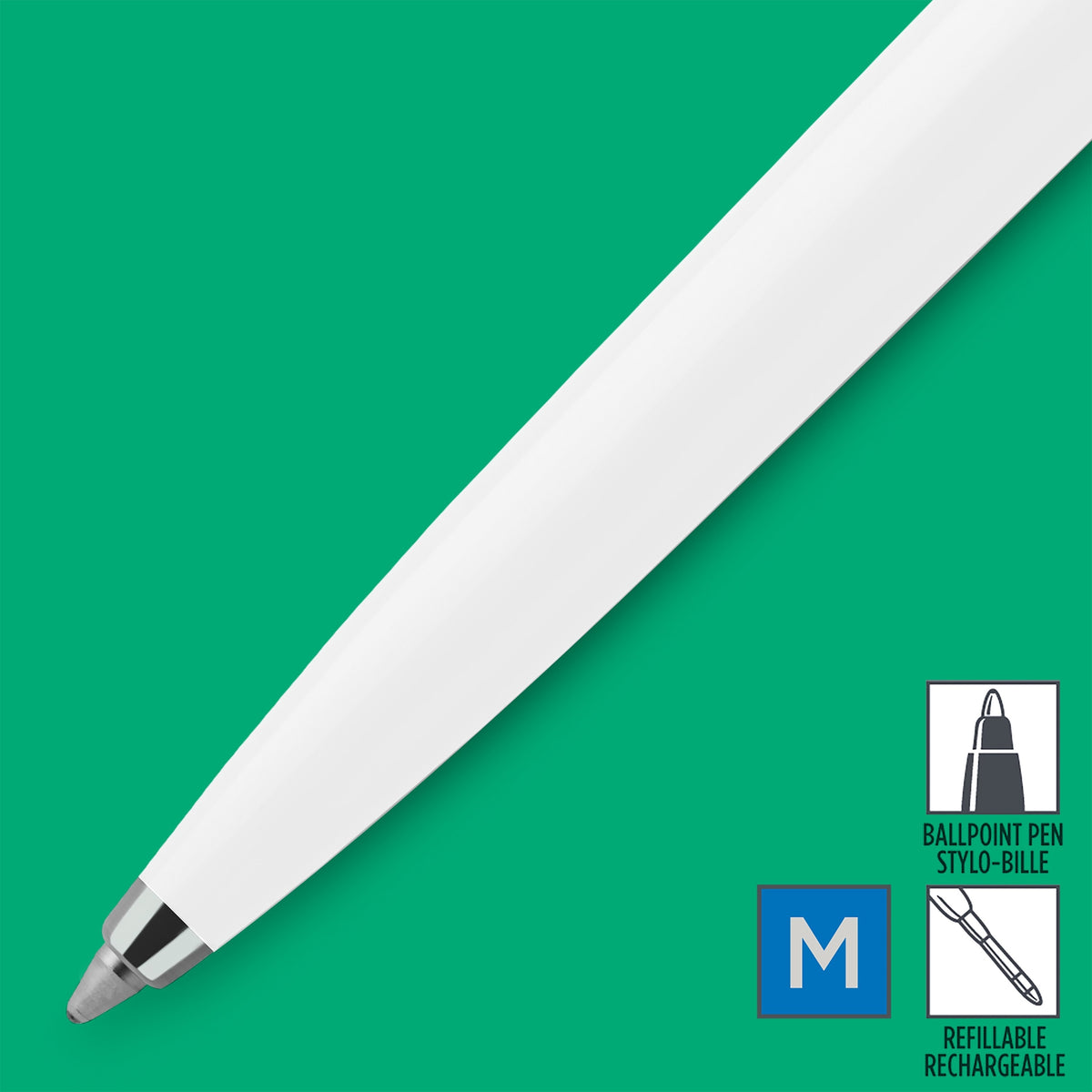 Parker Jotter Original Ballpoint Pen White and Chrome Trim Medium Tip