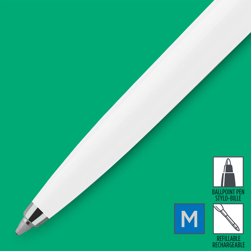 Parker Jotter Original Ballpoint Pen White and Chrome Trim Medium Tip