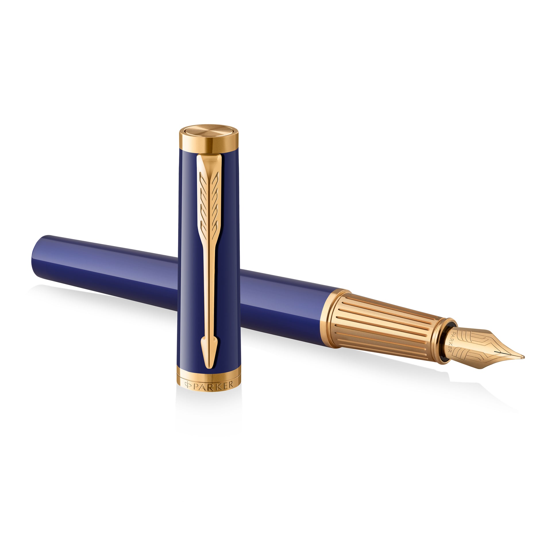 Parker Ingenuity Fountain Pen Blue Lacquer and Gold Trim Fine Nib