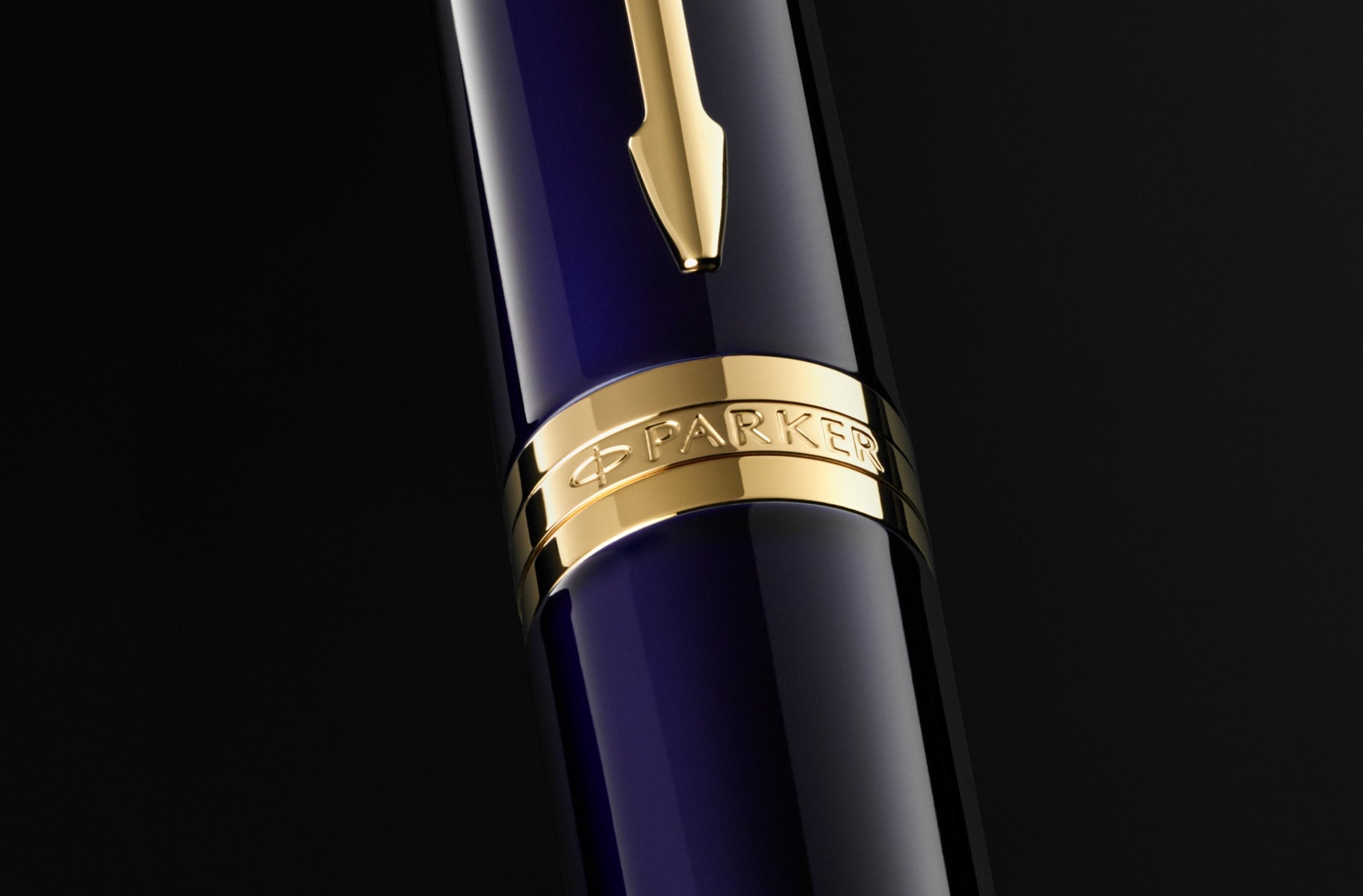 Parker Ingenuity Fountain Pen Blue Lacquer and Gold Trim Fine Nib