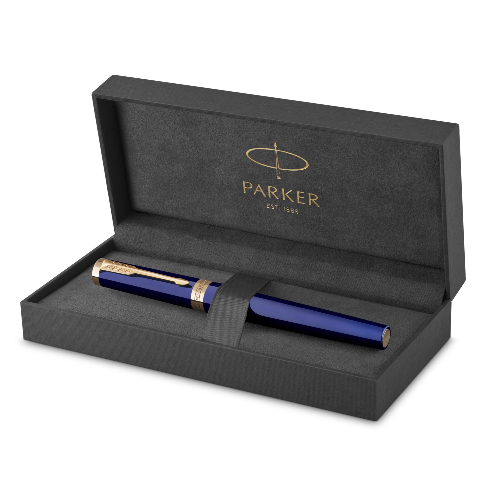 Parker Ingenuity Fountain Pen Blue Lacquer and Gold Trim Fine Nib