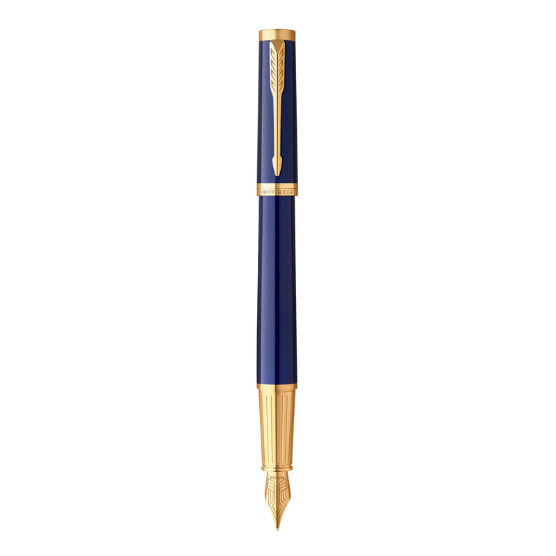Parker Ingenuity Fountain Pen Blue Lacquer and Gold Trim Fine Nib