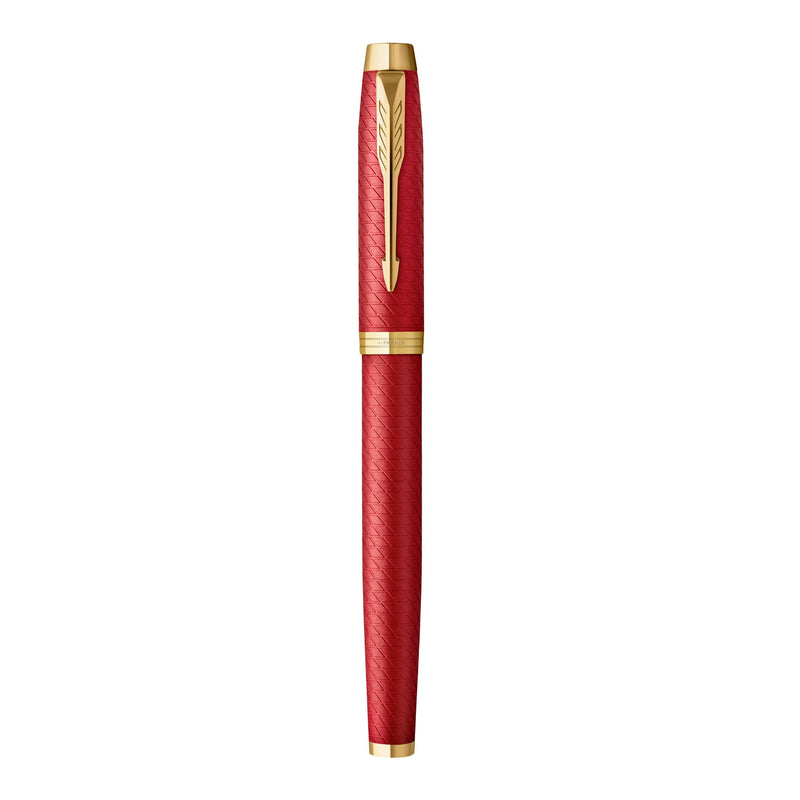Parker IM Premium Fountain Pen Red Lacquer and Gold Trim Fine Nib