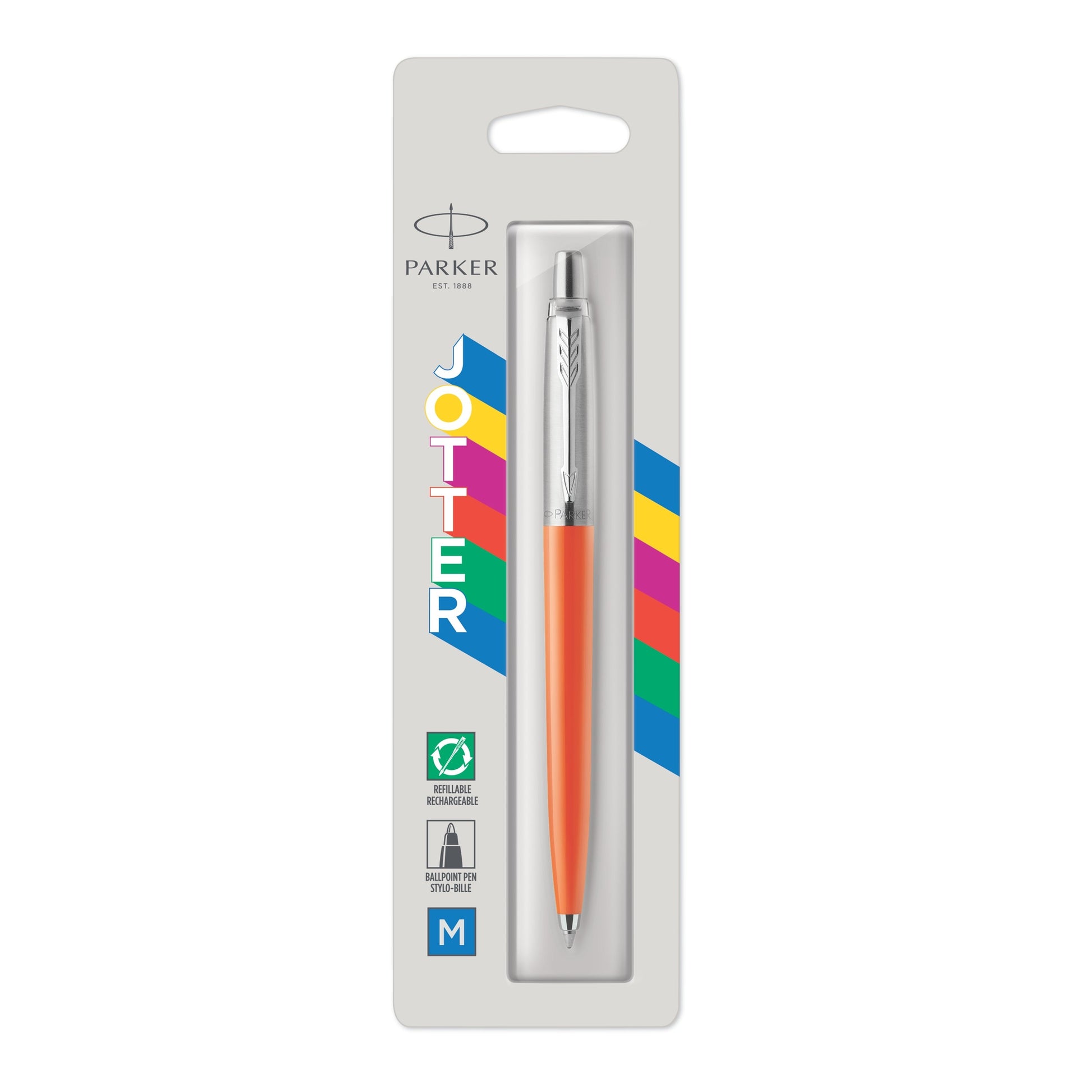 Parker Jotter Original Ballpoint Pen Orange and Chrome Trim Medium Tip