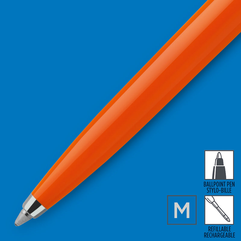 Parker Jotter Original Ballpoint Pen Orange and Chrome Trim Medium Tip