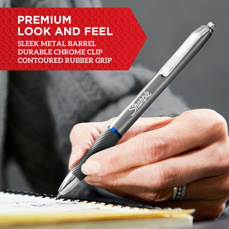 Sharpie S-Gel Pens Gunmetal Metal Barrel Retractable 0.7mm Black 2 Pack - detail 9