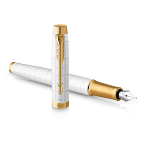 Parker IM Premium Fountain Pen Pearl Lacquer and Gold Trim Fine Nib