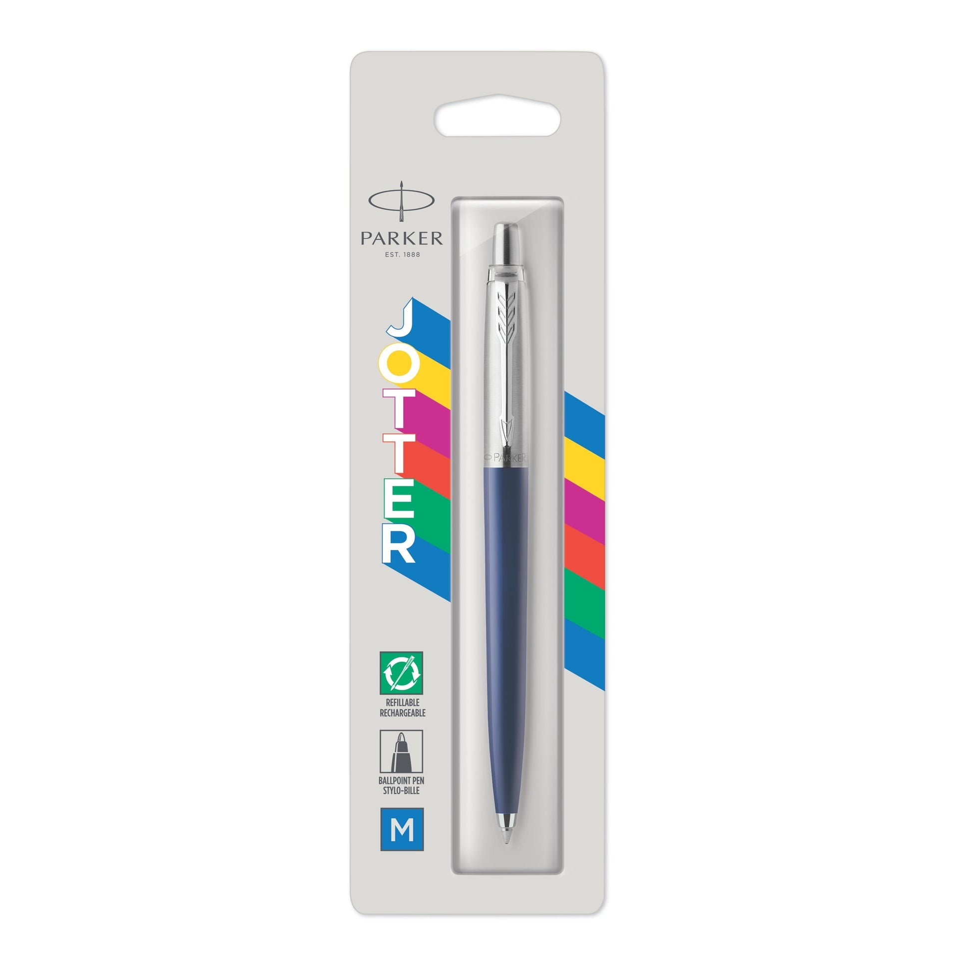 Parker Jotter Original Ballpoint Pen Navy Blue and Chrome Trim Medium Tip
