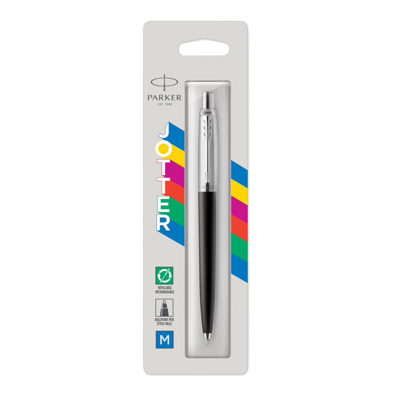 Parker Jotter Original Ballpoint Pen Black and Chrome Trim Medium Tip