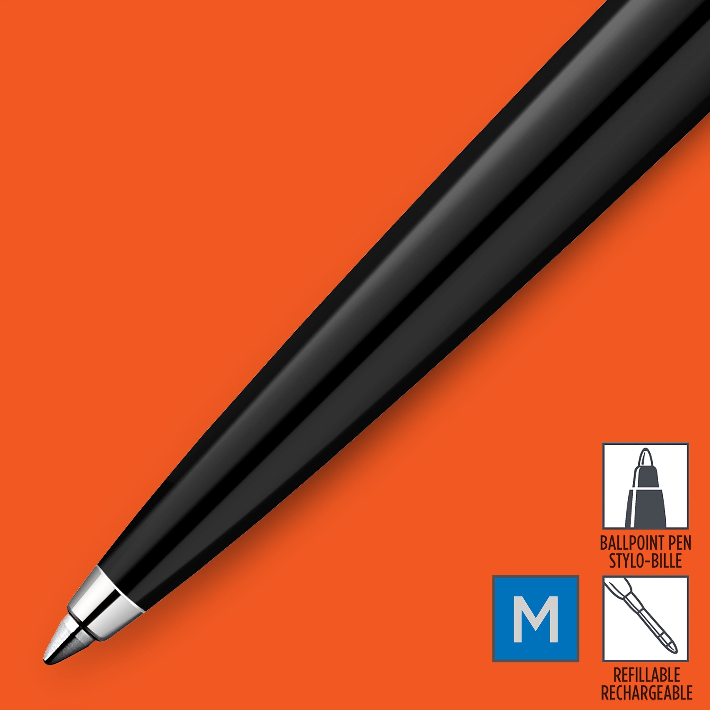 Parker Jotter Original Ballpoint Pen Black and Chrome Trim Medium Tip
