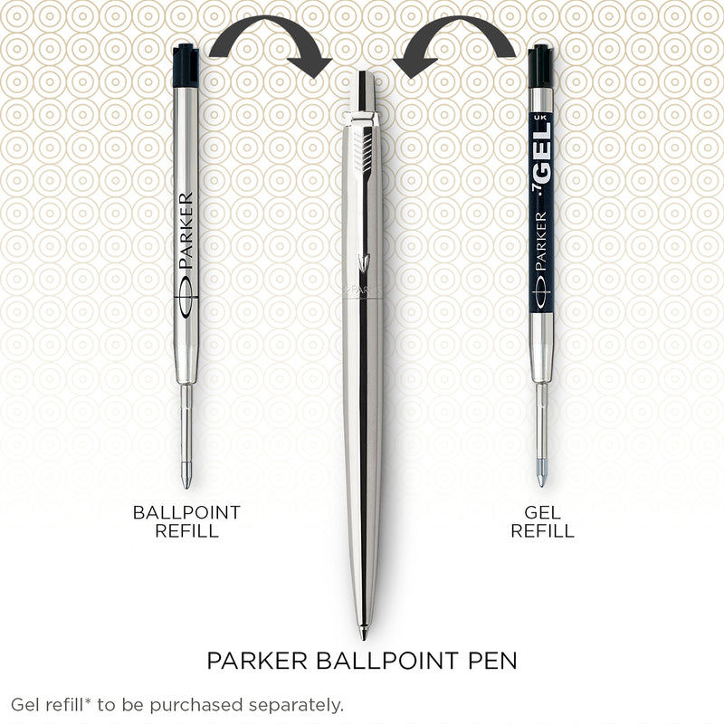 Parker Jotter Ballpoint Pen Bond Street Black Chrome Trim Medium Tip